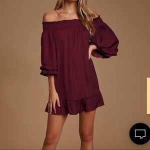 Long sleeve off the shoulder midi dress